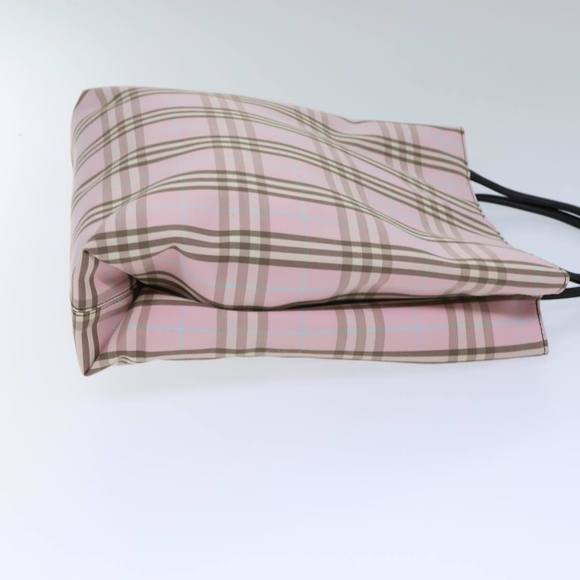 BURBERRY Nova Check Hand Bag Canvas Pink Auth 72132 - Picture 3 of 16